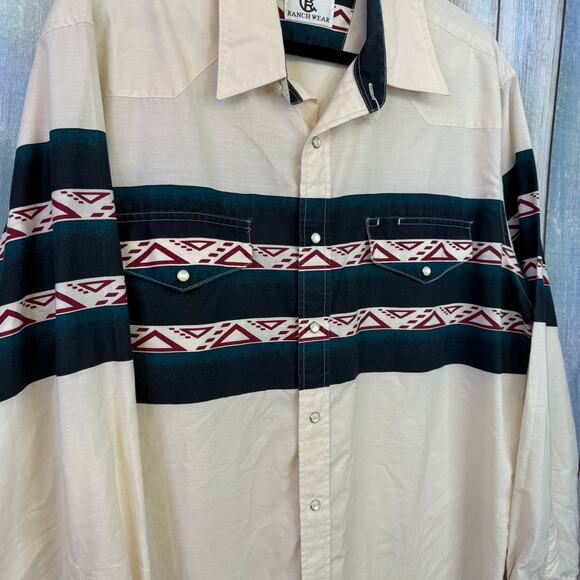Corral West Ranchwear Pearl Snap Shirt Long Sleeve Western Cowboy Size XL Rodeo - Picture 4 of 8